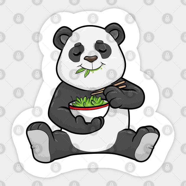 Panda as Vegetarian with Chopstick and Bowl Salad Sticker by Markus Schnabel